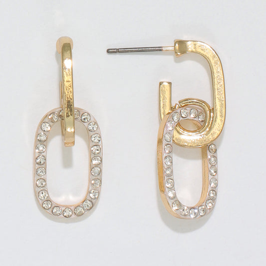 Gold and Crystal Links Earrings