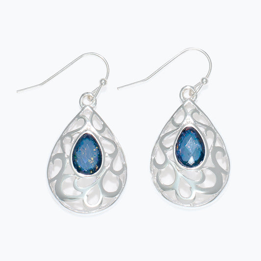 Silver with Blue Crystal Earrings