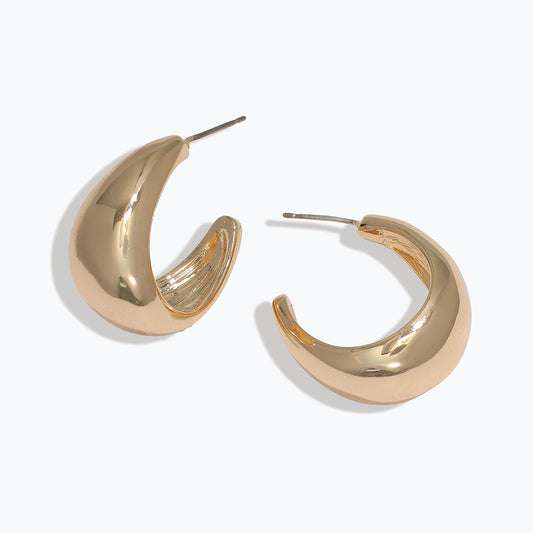 High Polished Gold Hoops Earrings