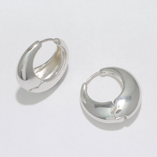 Silver Polished Huggie Earrings