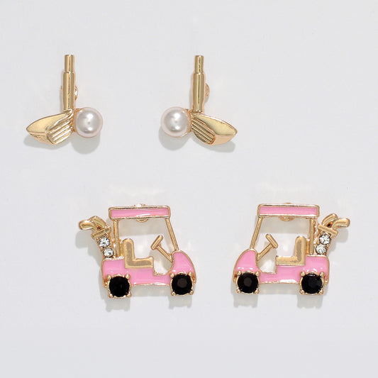 Golf Cart + Club Duo Earrings