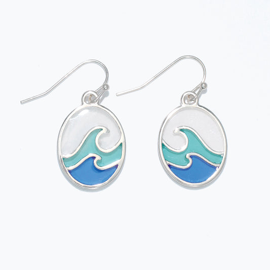 Shades of Blue Resin Wave Earrings