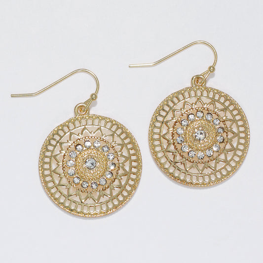 Gold Filigree w Crystals Earrings