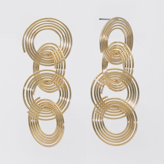 Gold Spiral Dangles Earrings