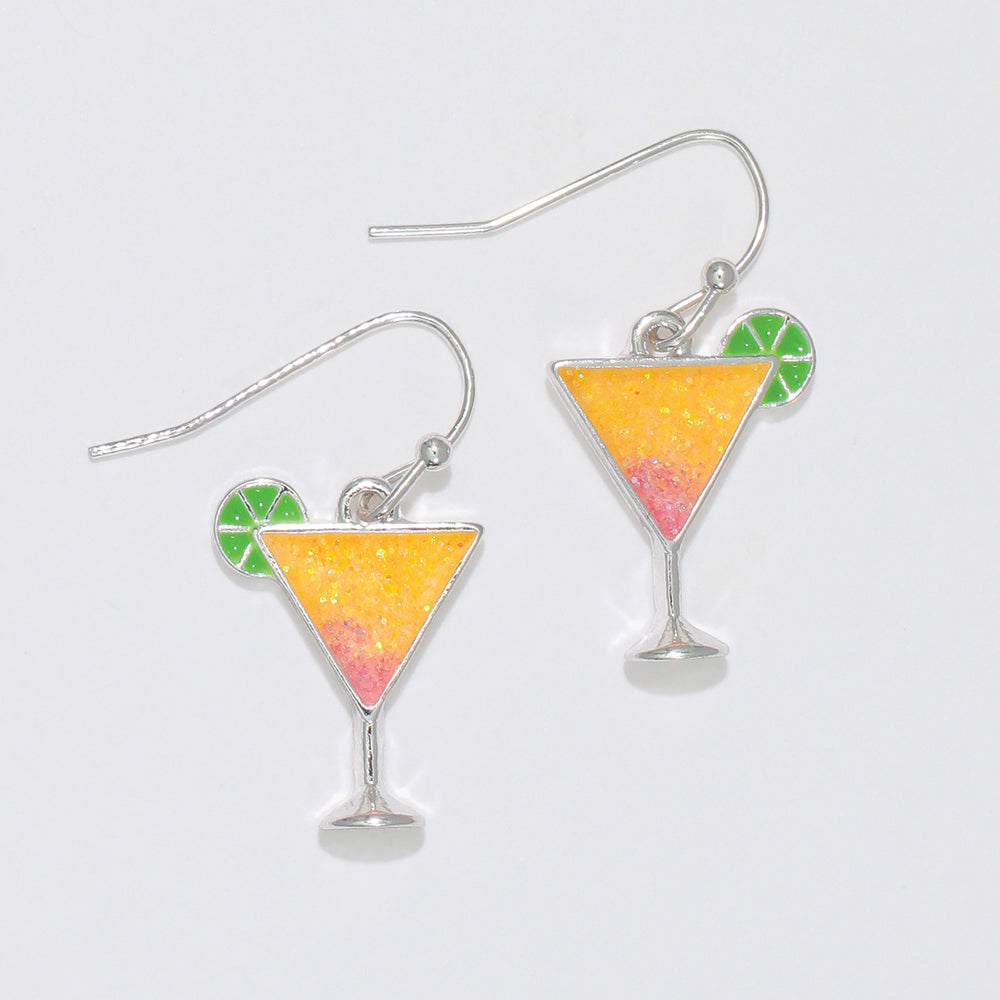 Sunset Drinks with Lime Earrings