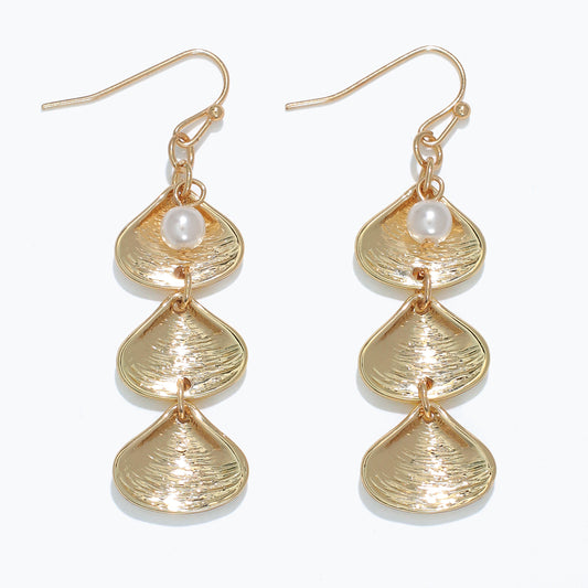 Gold Shells with Pearl Earrings