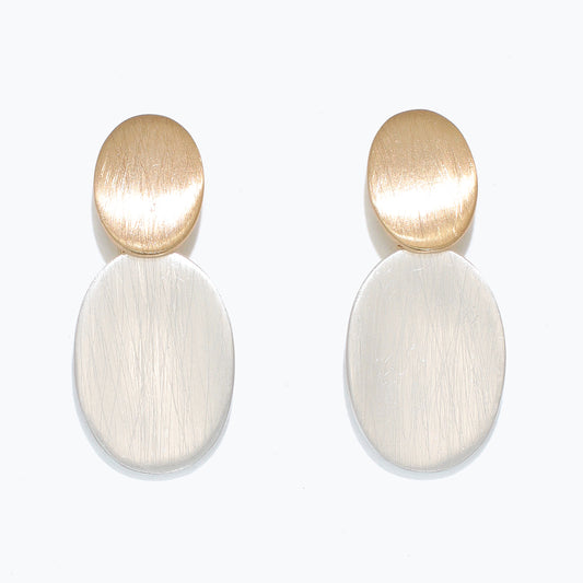 Two-Tone Textured Drops Earrings