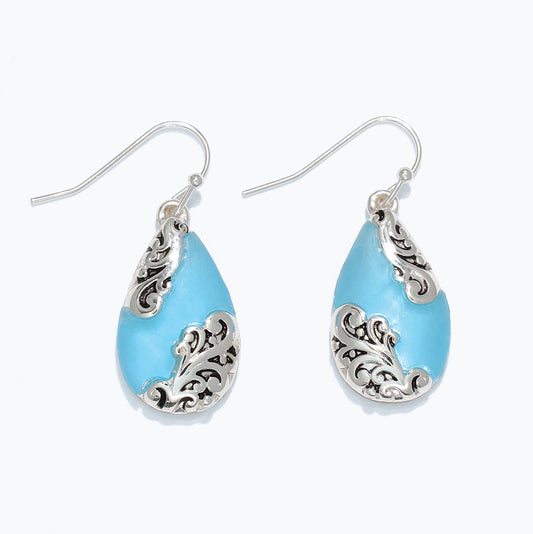 Sky Blue w Silver Filigree Earrings
