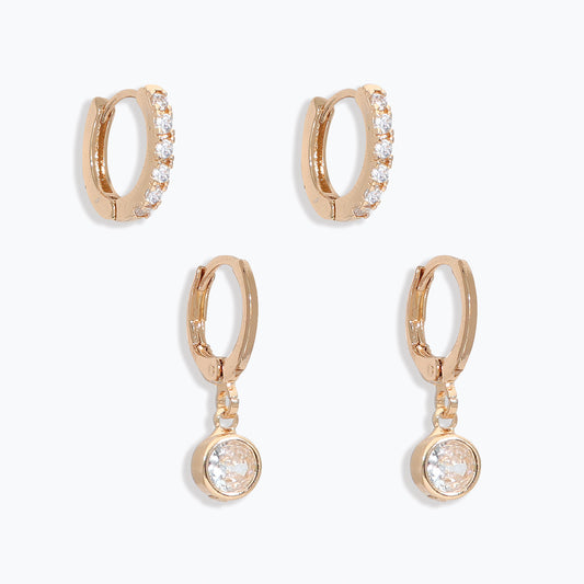 Gold Hoops with CZs Earrings