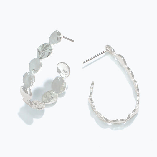 Hammered Dotted Hoop Earrings