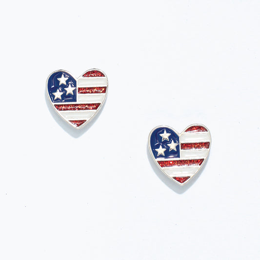 SV Patriotic Heart Enamel Earrings