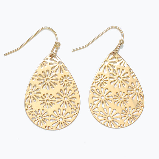 Gold Floral Cutout Earrings