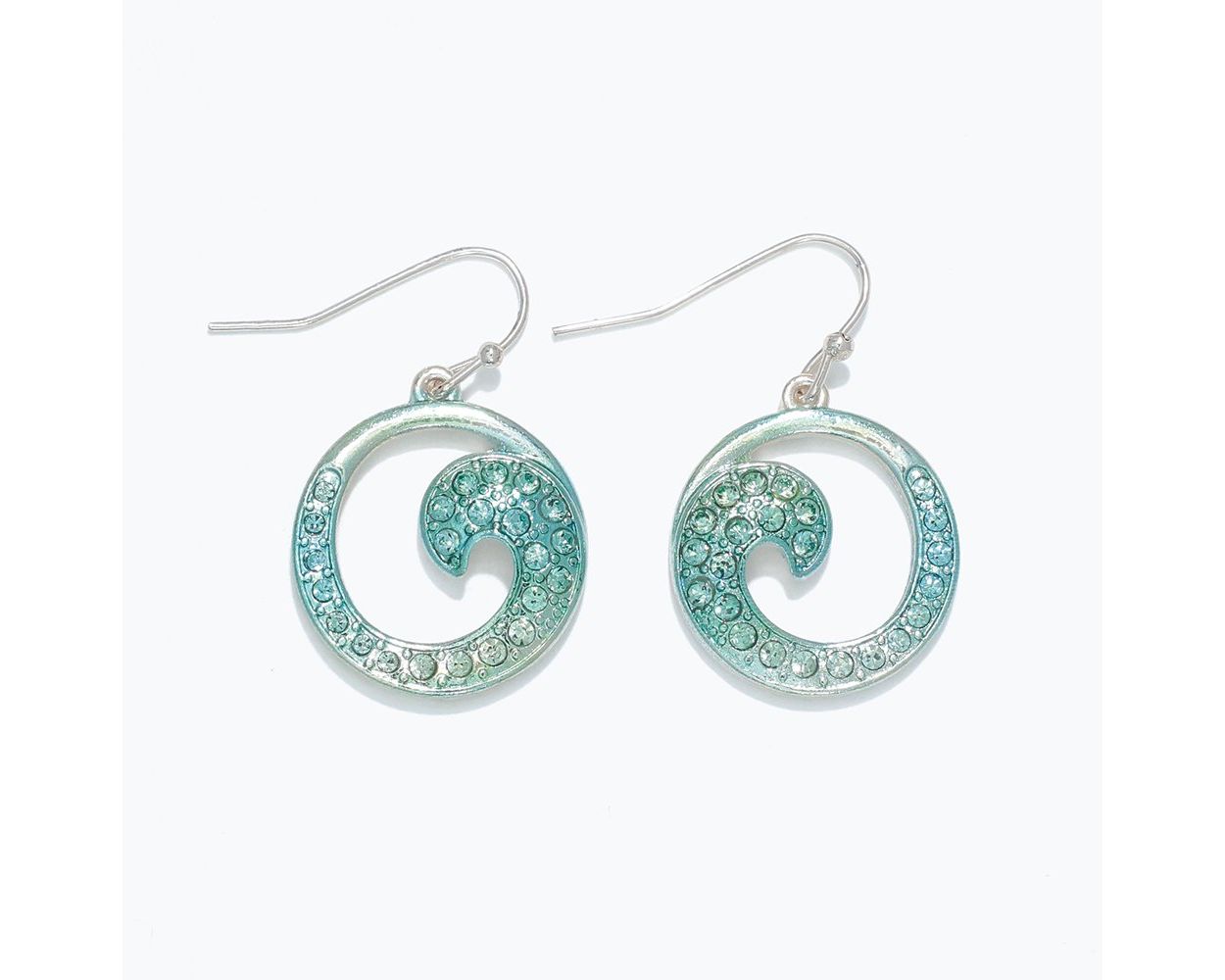 Aqua Metallic Open Waves Earrings