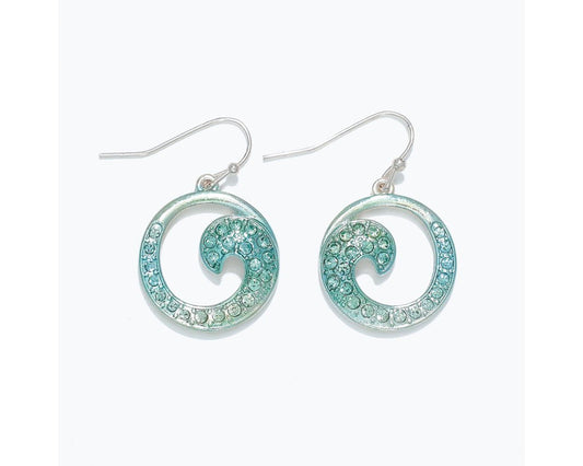 Aqua Metallic Open Waves Earrings