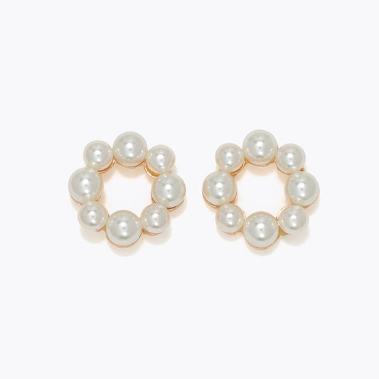 Open Circle of Pearls Earrings