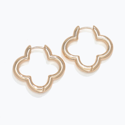 Gold Clover Hoop Earrings