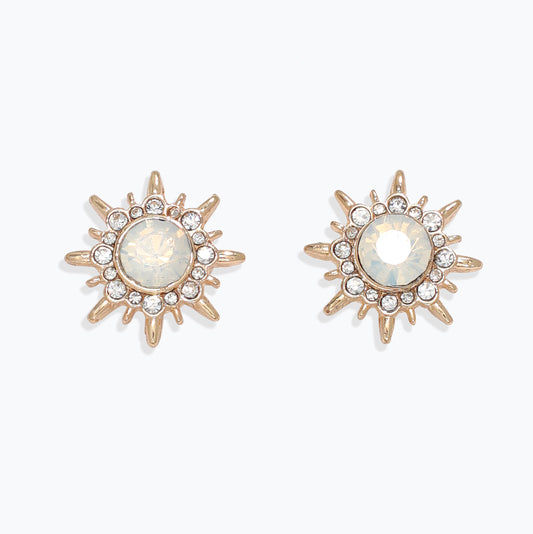 Golden Bursts with Crystals Earrings