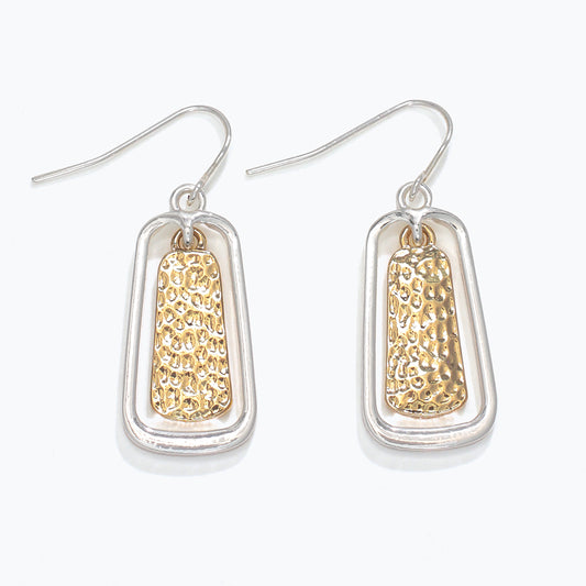 Two-Tone Hammered Dangle Earrings
