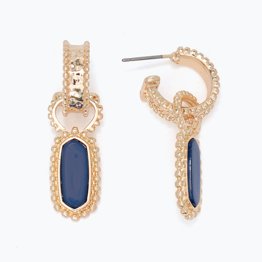 Hammered Gold with Navy Earrings