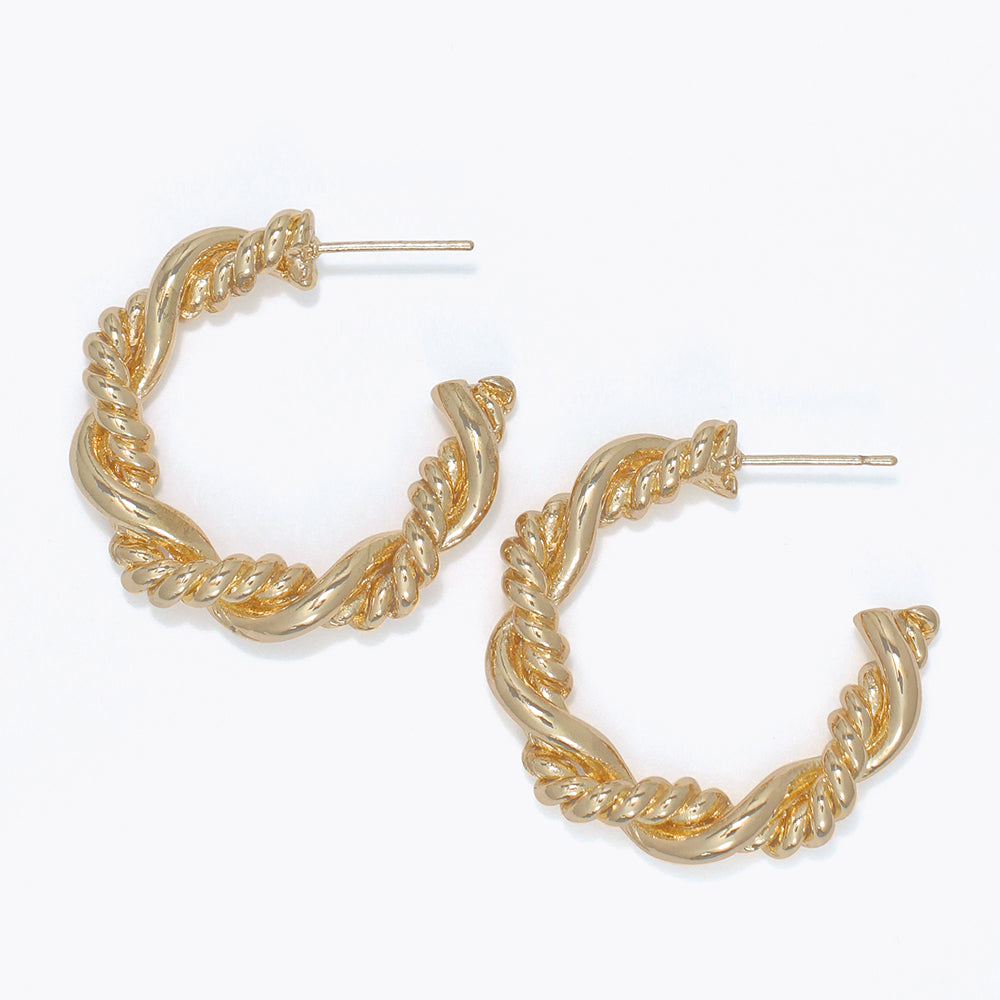 Gold Twist Hoop Earrings
