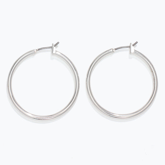 1" Silver Hoop Earrings