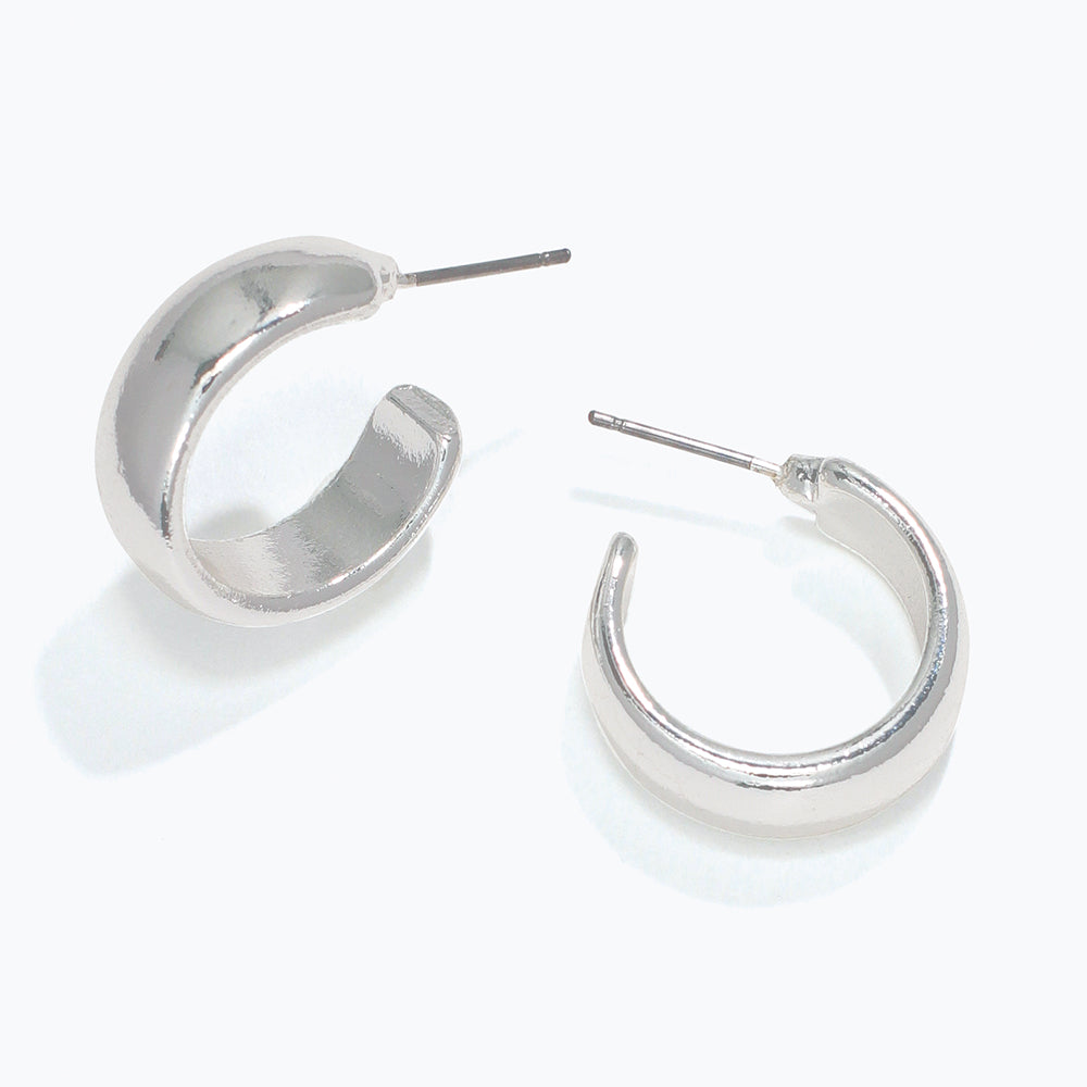 Polished Silver Hoop Earrings