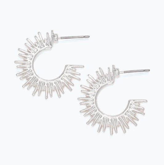 Silver Burst Cuff Earrings