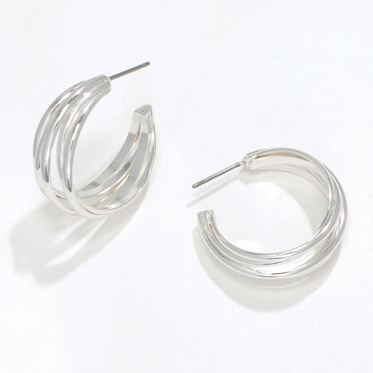 Multi Strand Silver Hoop Earrings