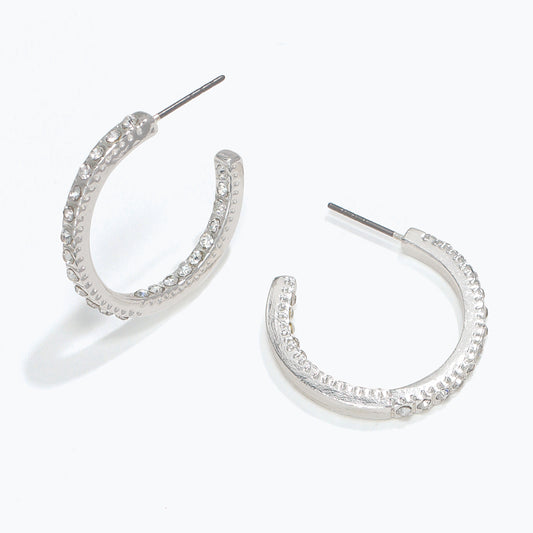 Silver Hoops with Crystals Earrings