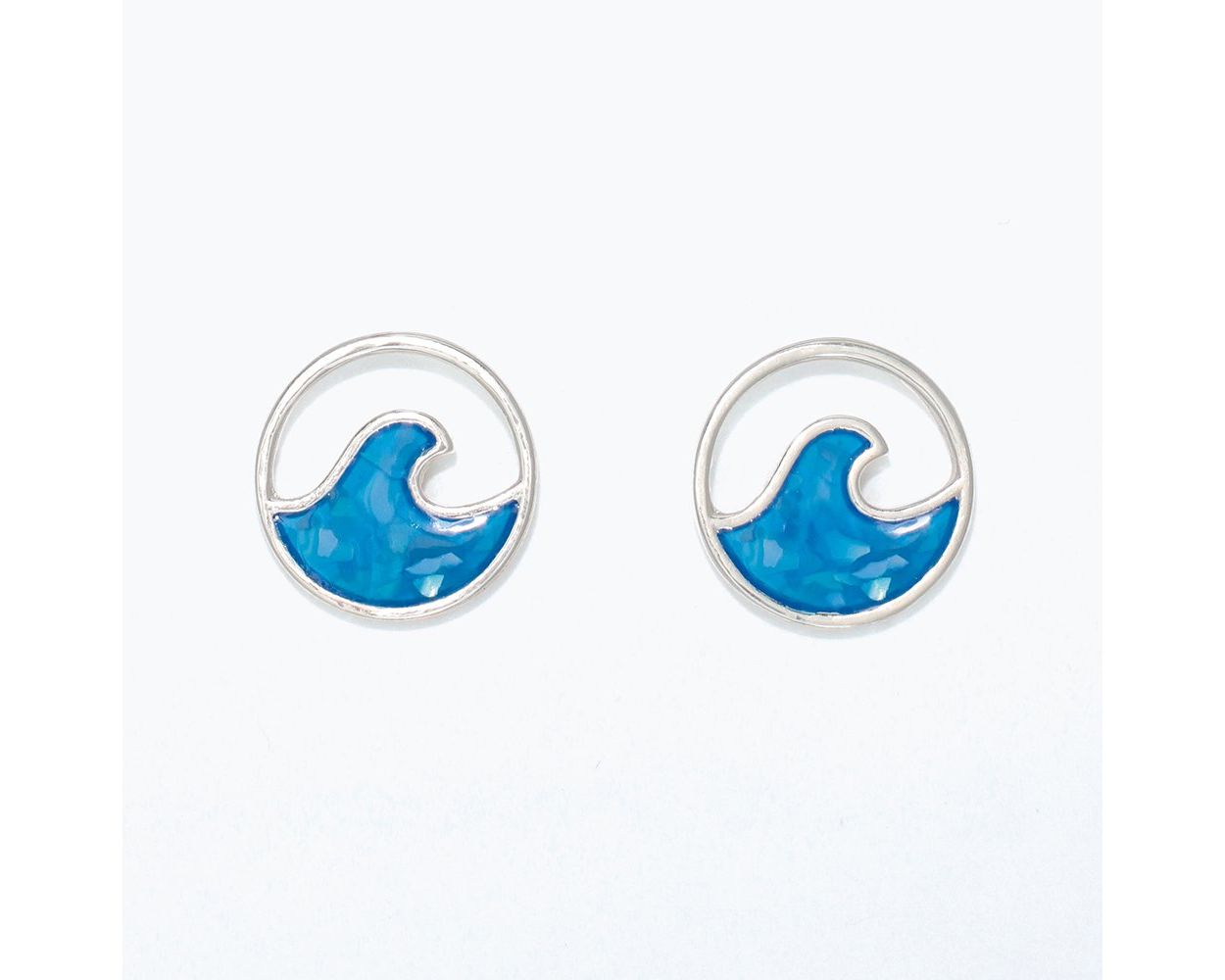 Blue with Shell Waves Earrings