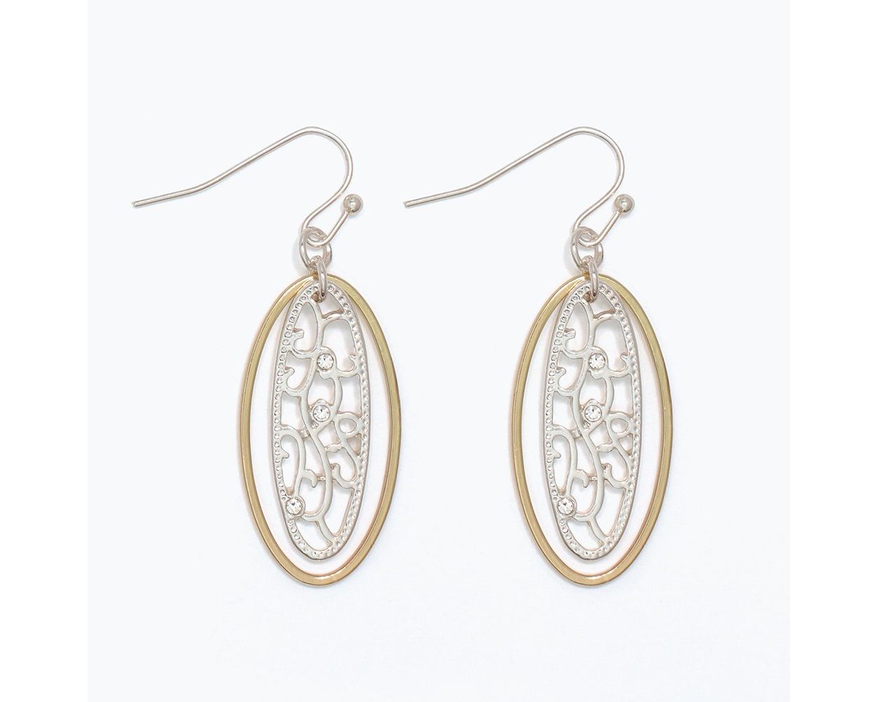 TwoTone Ornate Drop Earrings