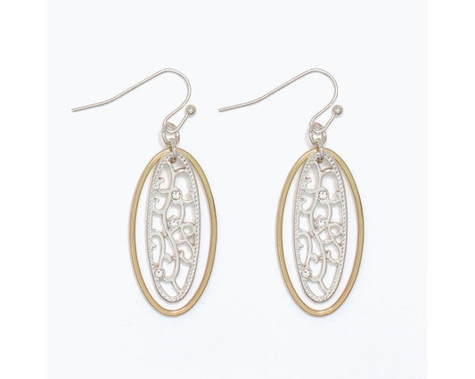 TwoTone Ornate Drop Earrings