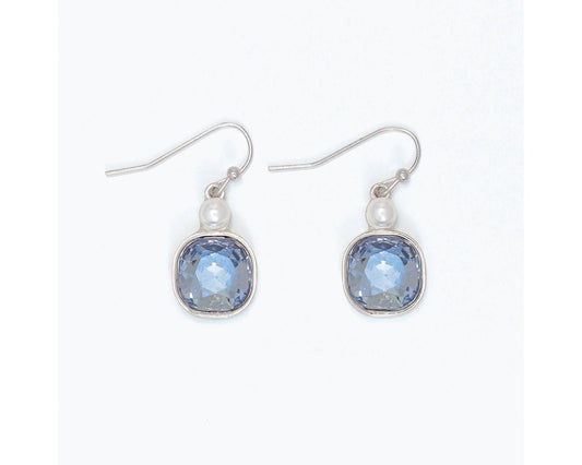 Blue Crystal with Pearls Earrings