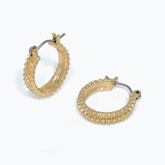 Textured Small Gold Hoop Earrings