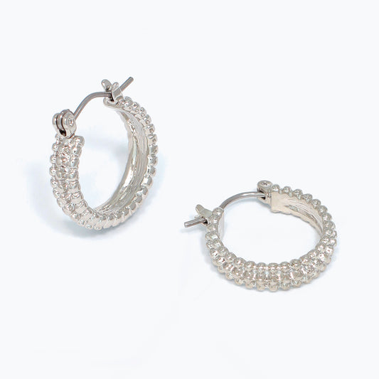 Textured Small Silver Hoop Earrings