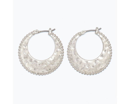 Hammered Silver Hoops