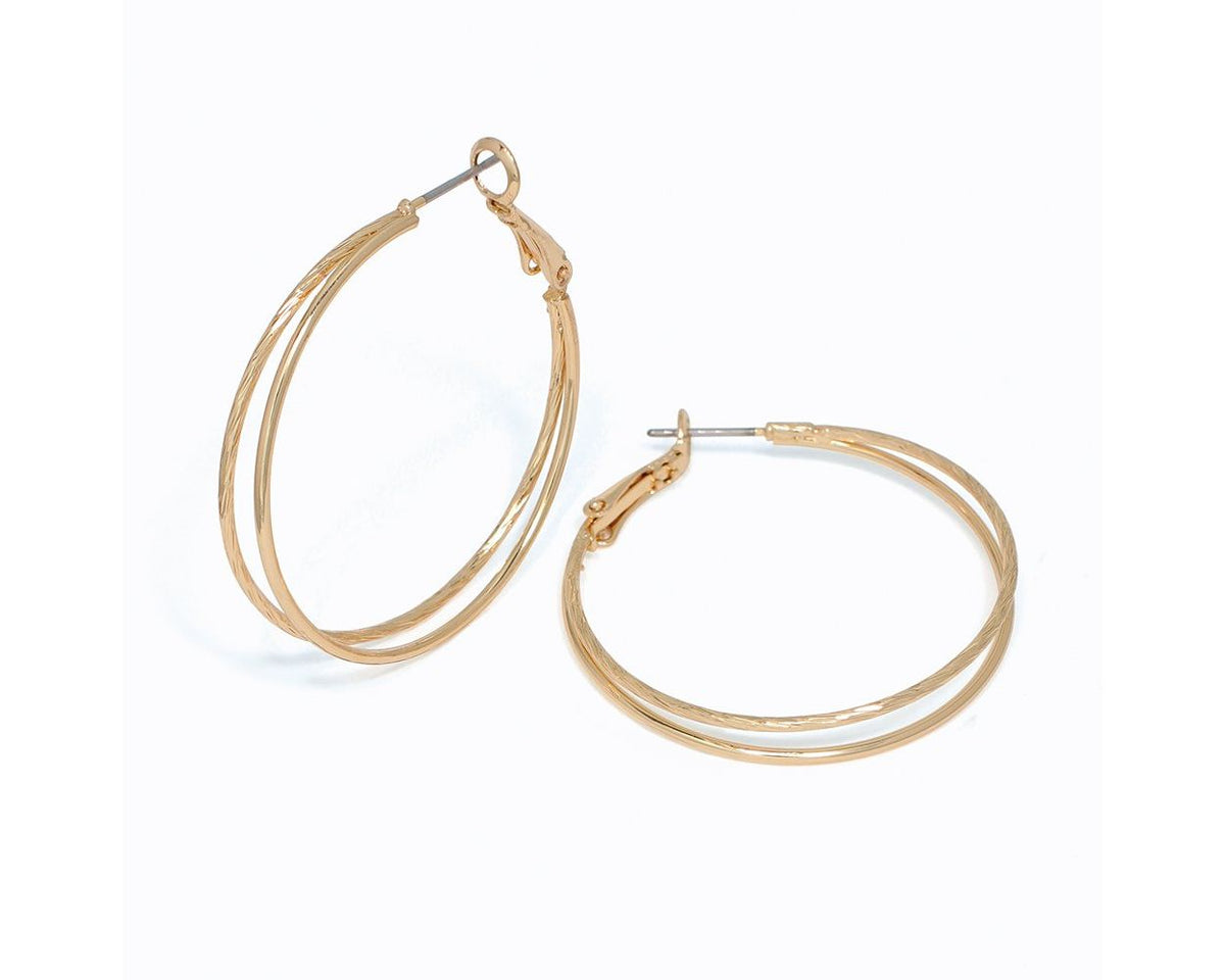 Two Strand Gold Hoop Earrings