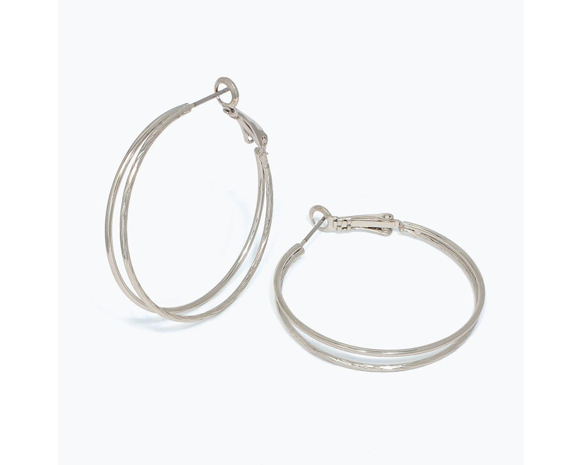 Two Strand Silver Hoop Earrings