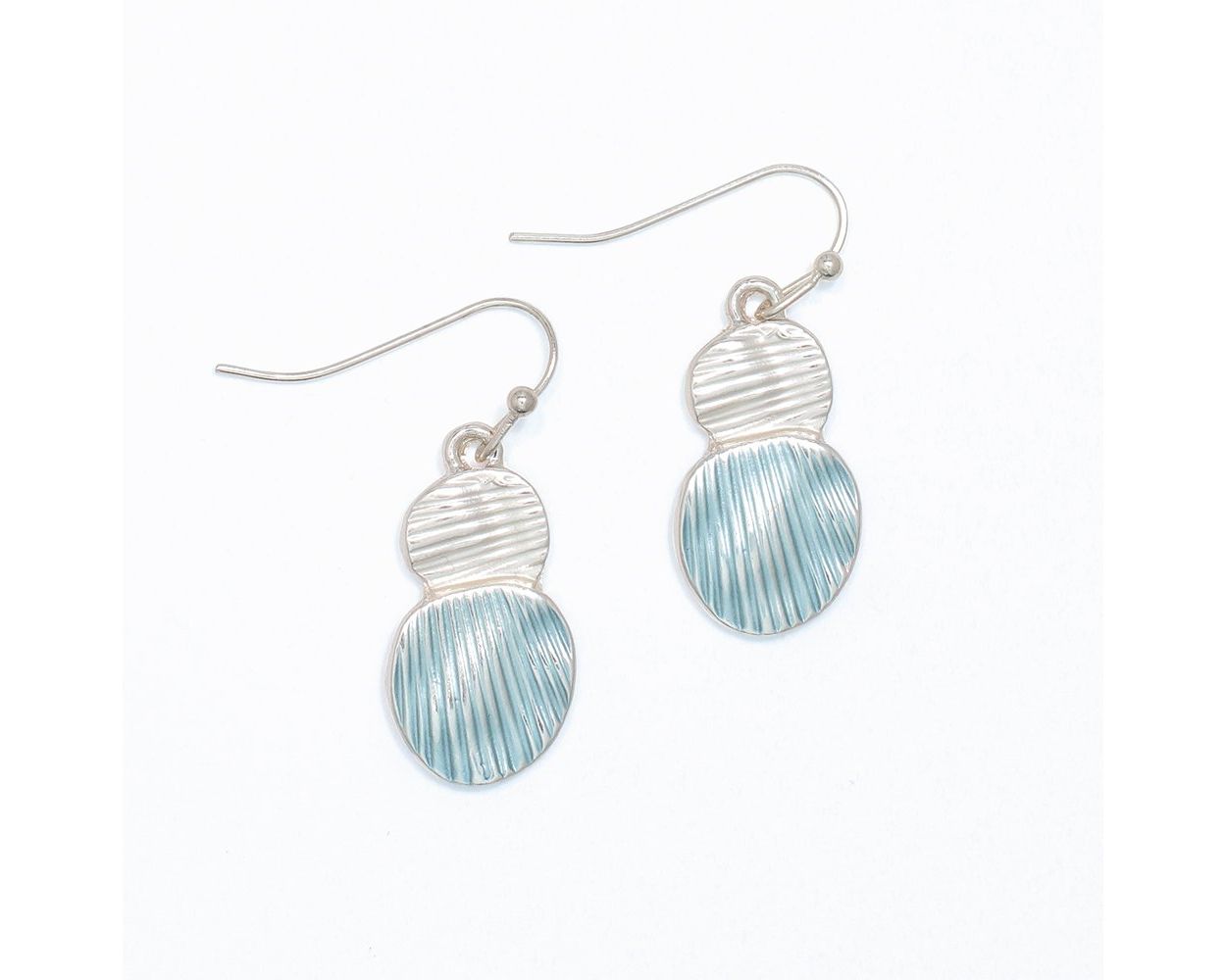 Textured Matte Blue+Silver Earrings
