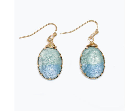 Ocean Blue Drops in Gold Earrings