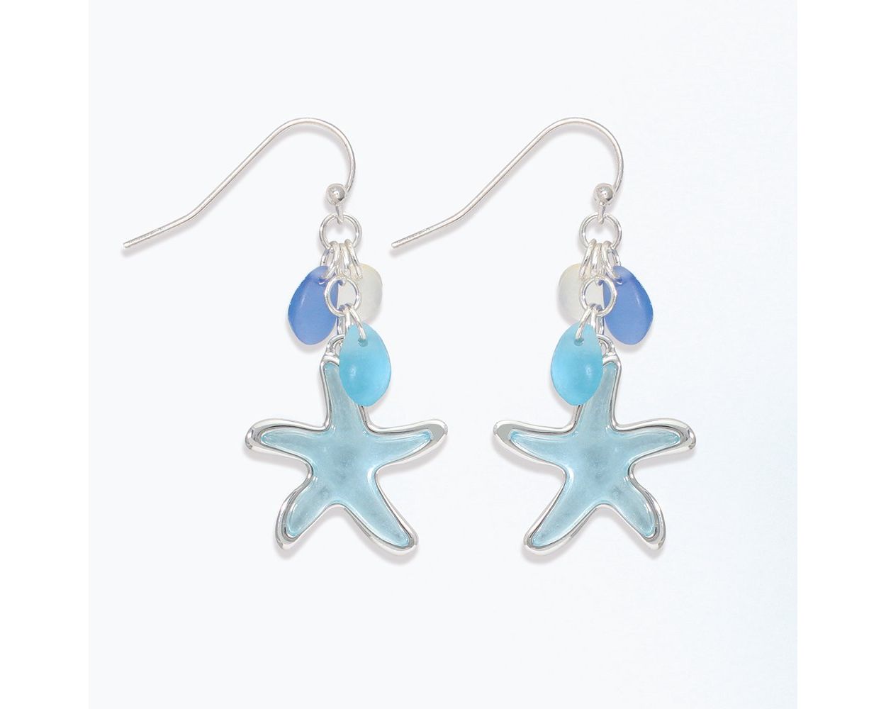 Silver Sea Glass Starfish Earrings