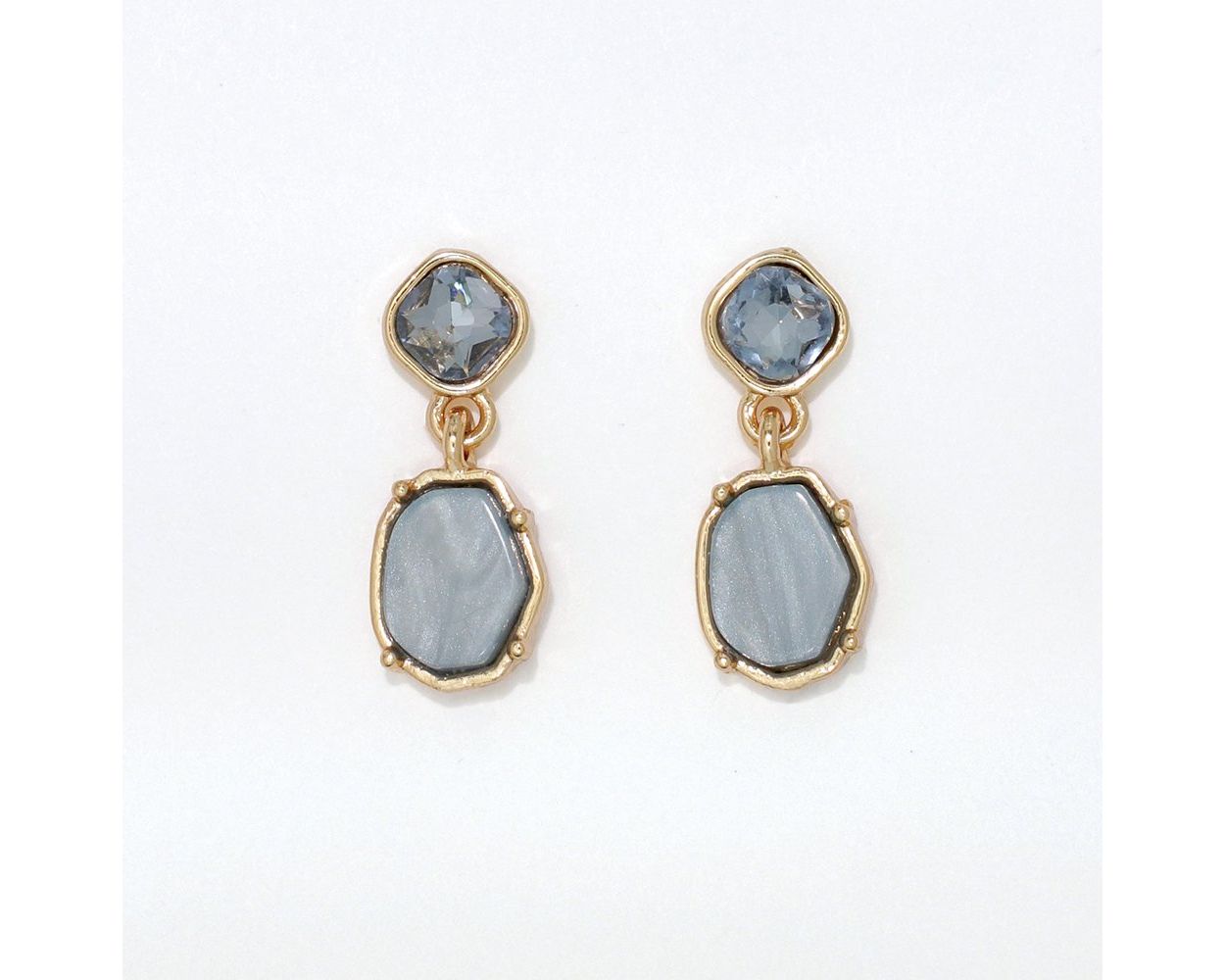 Dusty Blue Earrings with Crystals