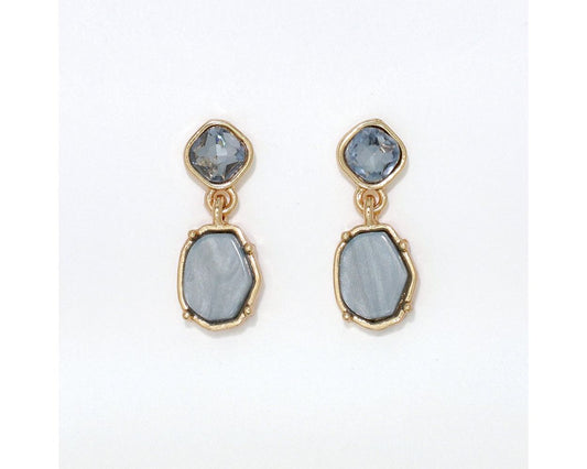 Dusty Blue Earrings with Crystals