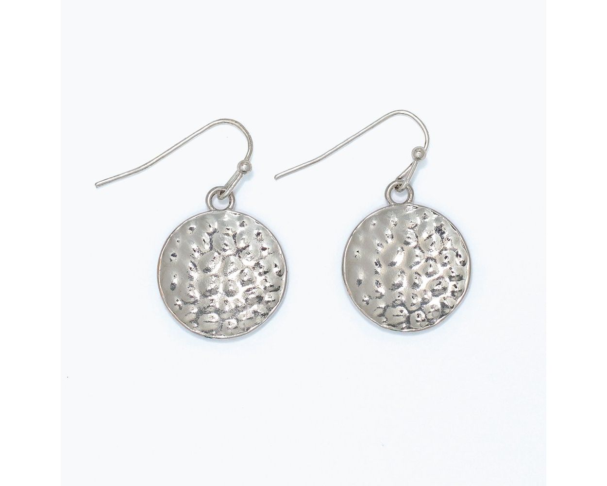 Silver Hammered Circle Earrings