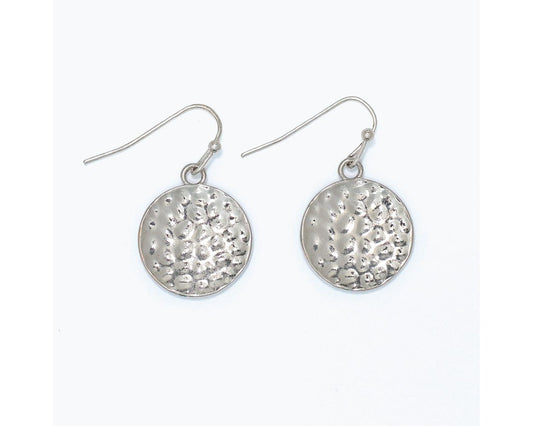 Silver Hammered Circle Earrings