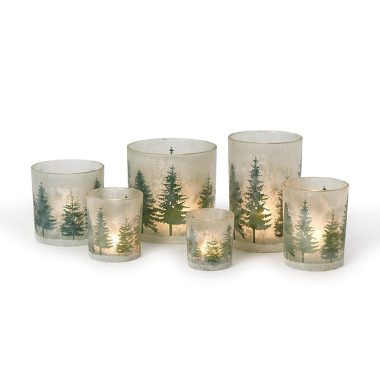 Winter Forest Frosted Candleholders