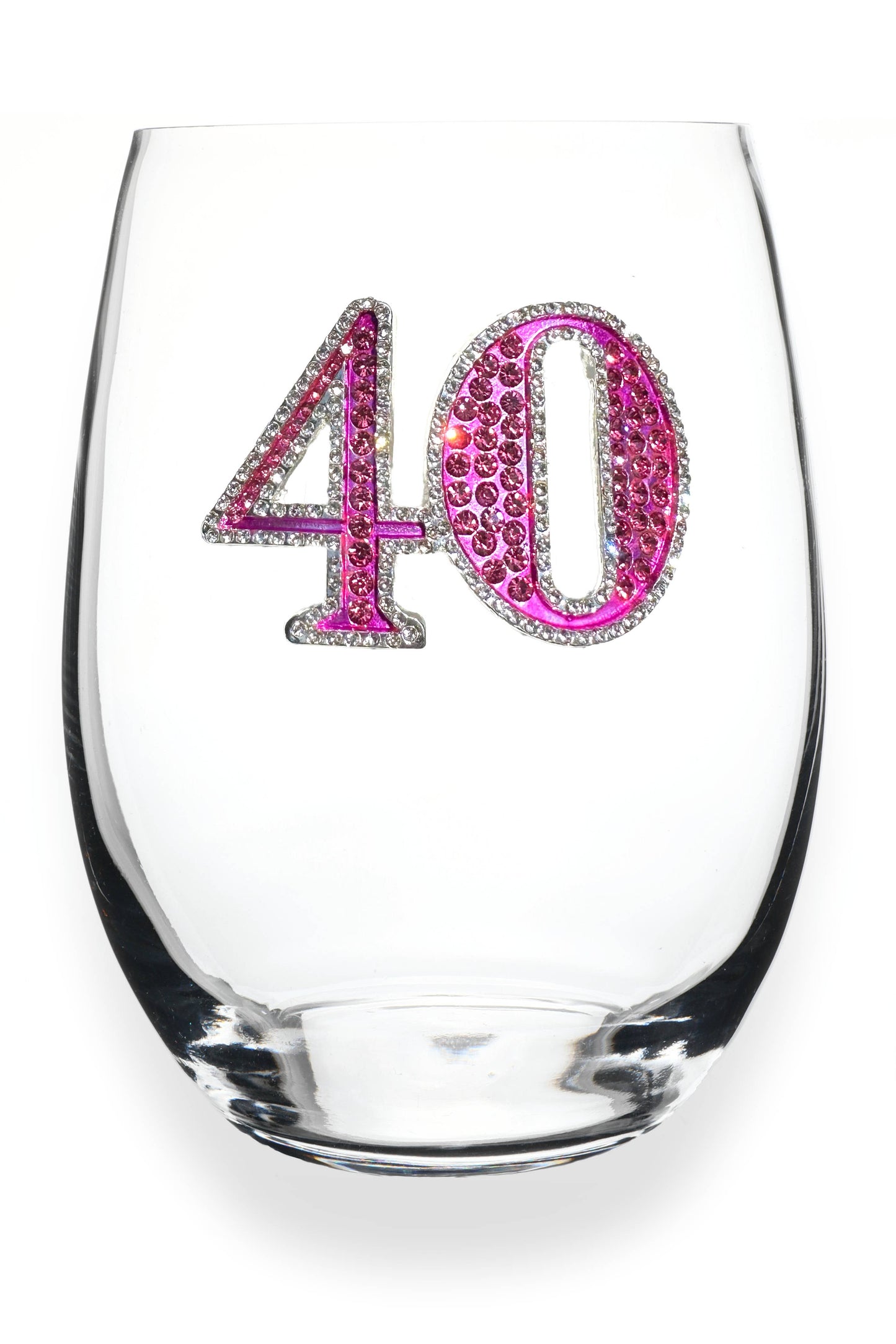 40th Birthday Jeweled Stemless Wine Glass