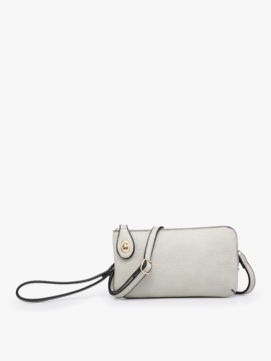 Crossbody Wristlet with Twist Lock Closure - Black & White