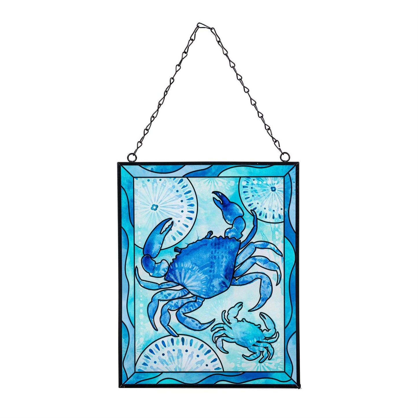 Blue Coastal Stained-Glass Wall Decor