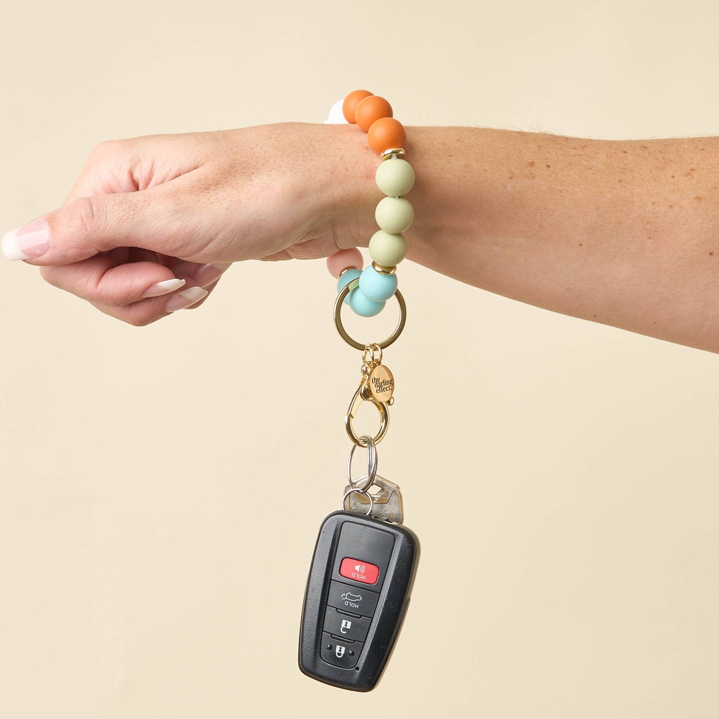 Hands-Free Silicone Bead Keychain Wristlet-Happy Place